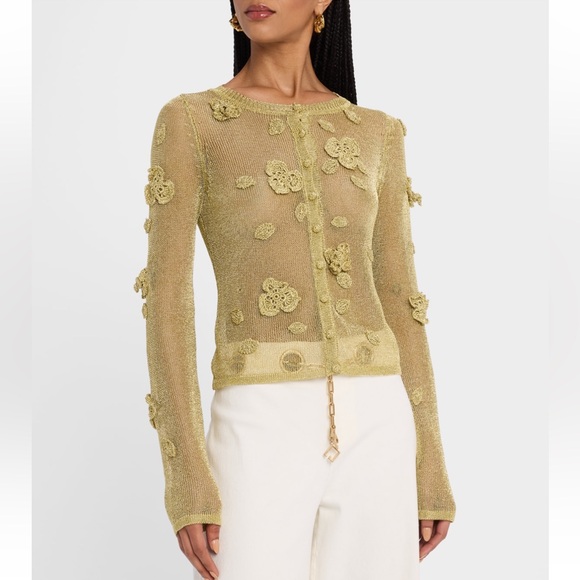 Cult Gaia ‘Kash’ gold knit cardigan size L - Picture 4 of 8